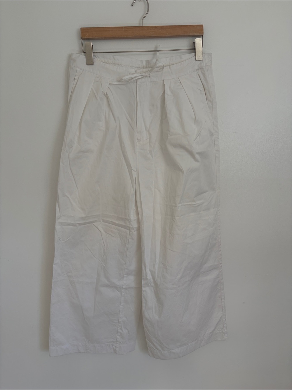 Christy Dawn Cotton White Wide-Leg Drawstring Pants Large